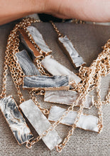 Load image into Gallery viewer, Diffuser Necklaces: Black Lava Stone and White Druzy Quartz