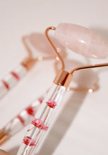 Load image into Gallery viewer, Floral Infused Rose Quartz Facial Roller
