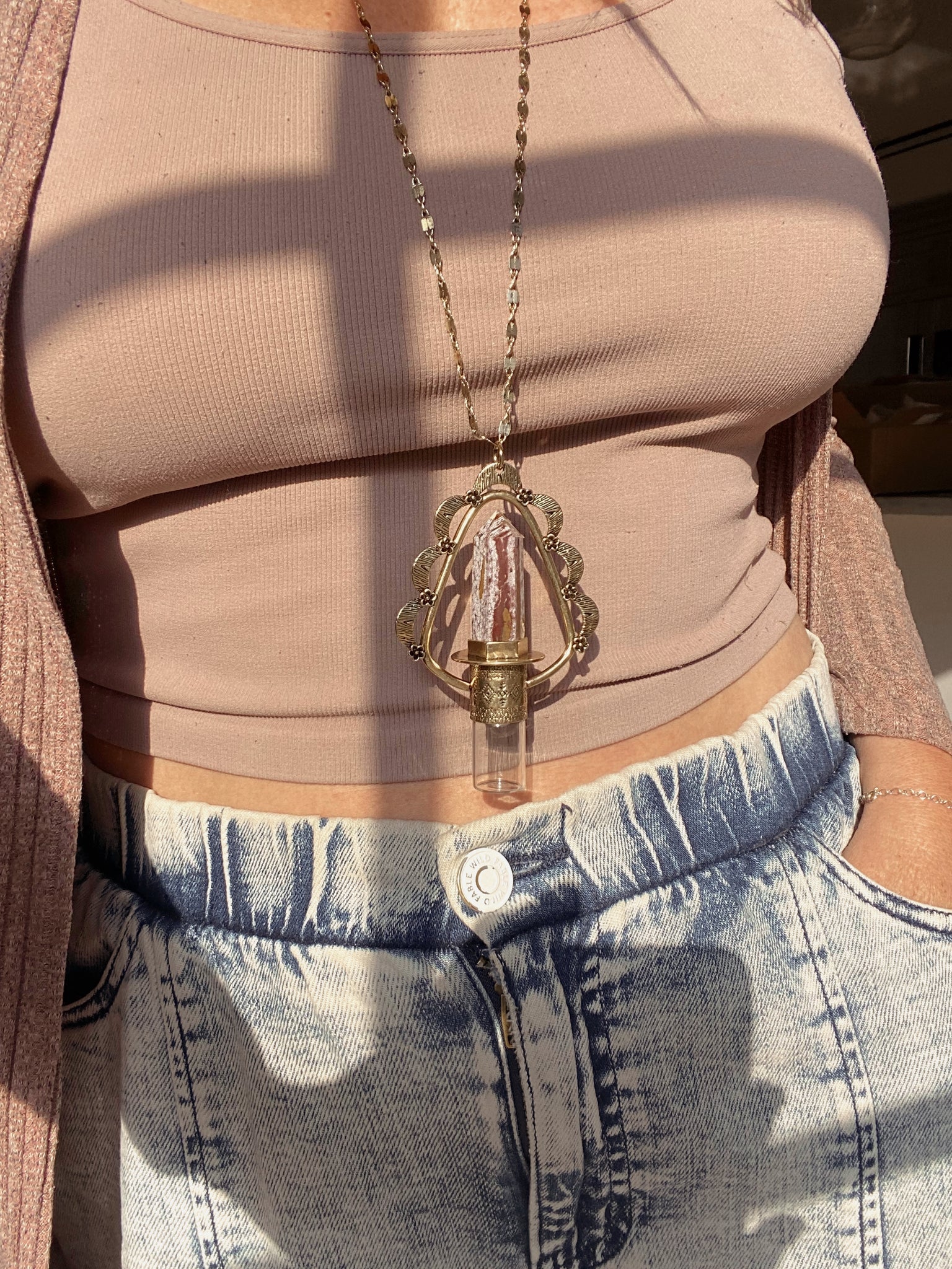 Wood Floral Rollerball Necklace โ Wood And Oils