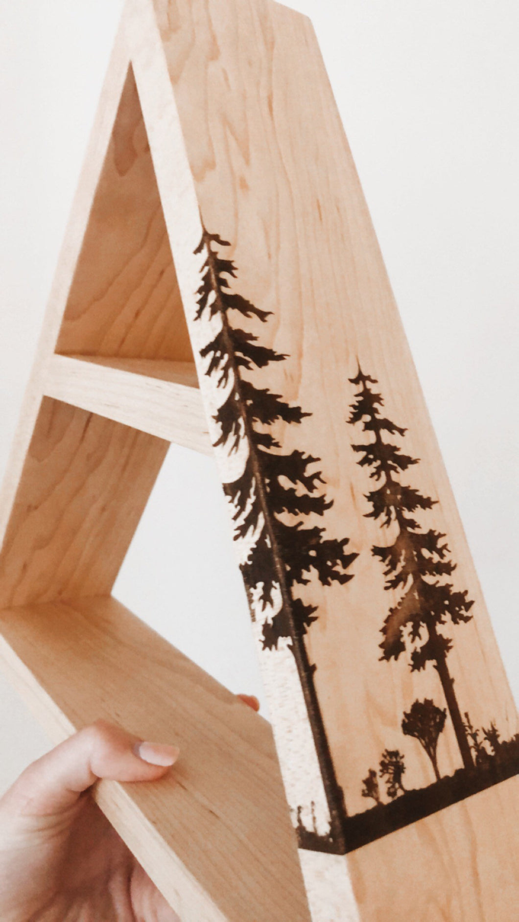 Forest Tree Laser Engraved Triangle Shelf